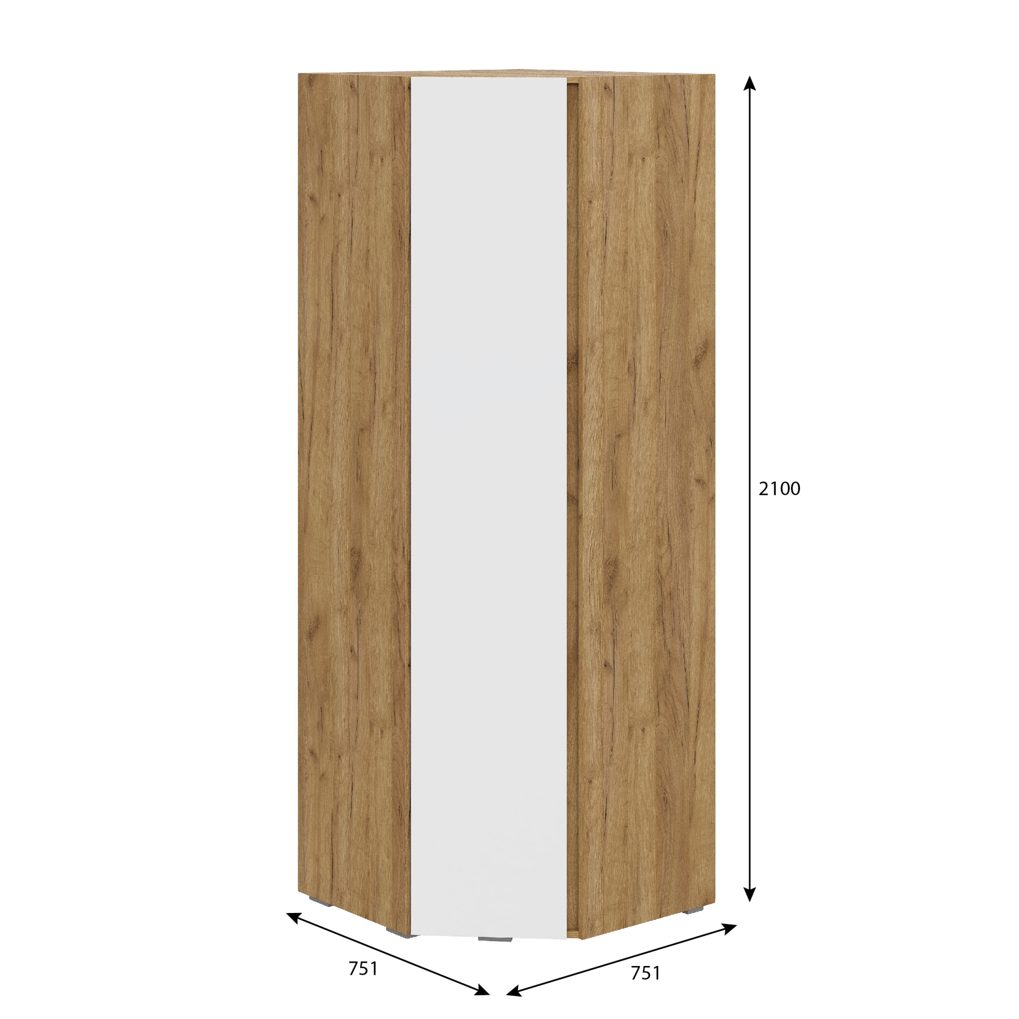 Люмо Шкаф угловой ШК 04 748х2100х748 (ДУБ КРАФТ ЗОЛОТО/БЕЛ)