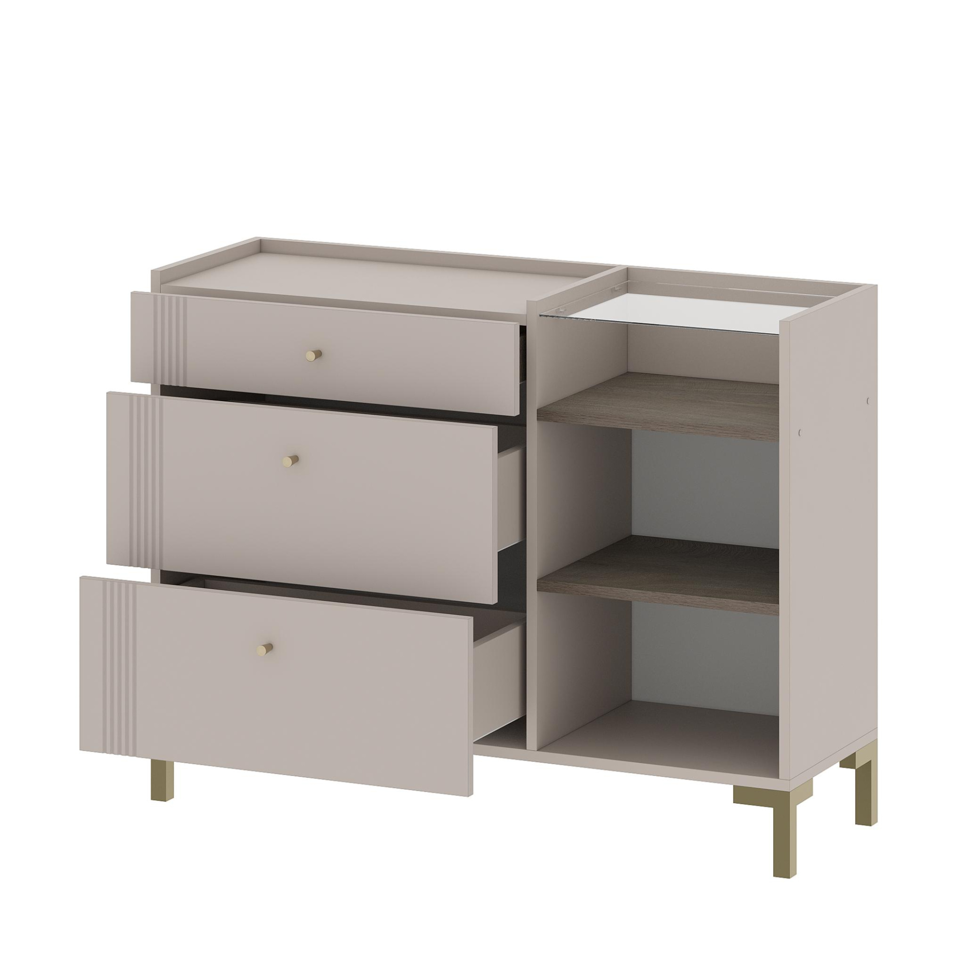 Модульная система "Одетта" Комод с ящиками и створкой (КМ1) Меланж/Дуб Эндгрейн