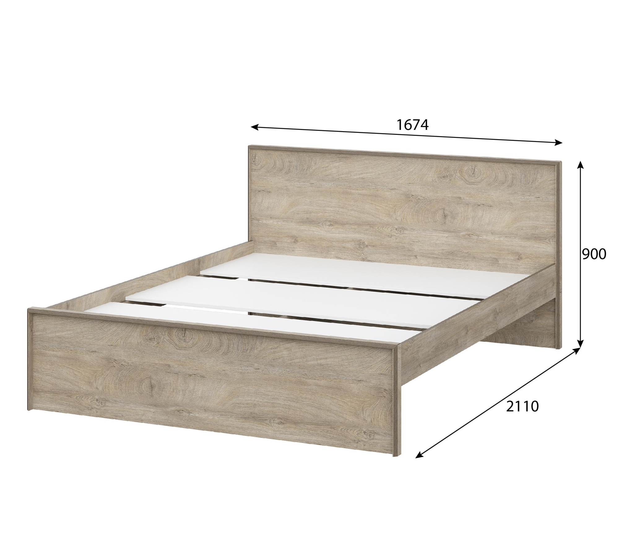 Модульная система "Этна"  Кровать 1600 АБ (Дуб Эндгрейн/Белый гладкий)