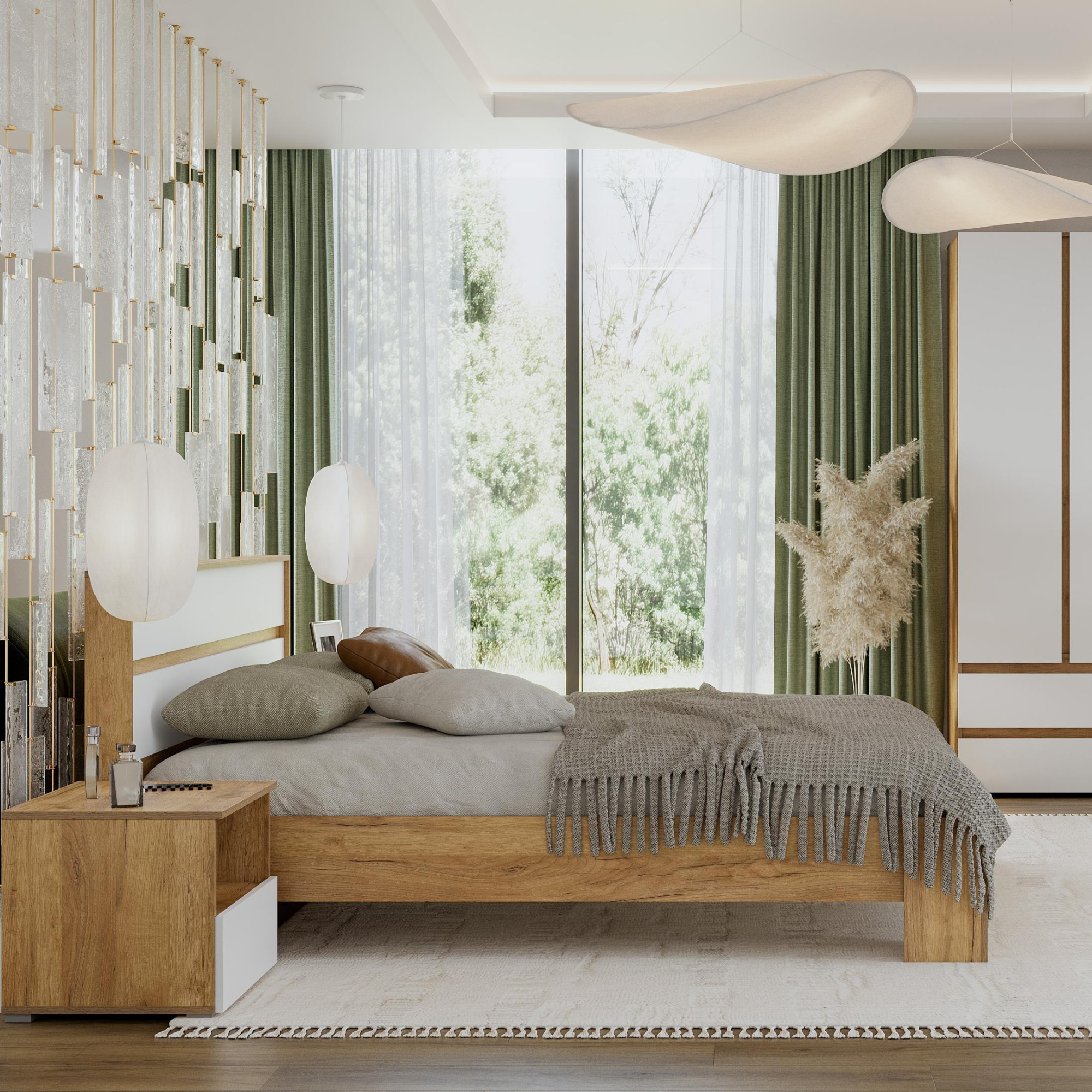 Люмо Кровать КР 02 1470х928х2114 (ДУБ КРАФТ ЗОЛОТО/БЕЛ)