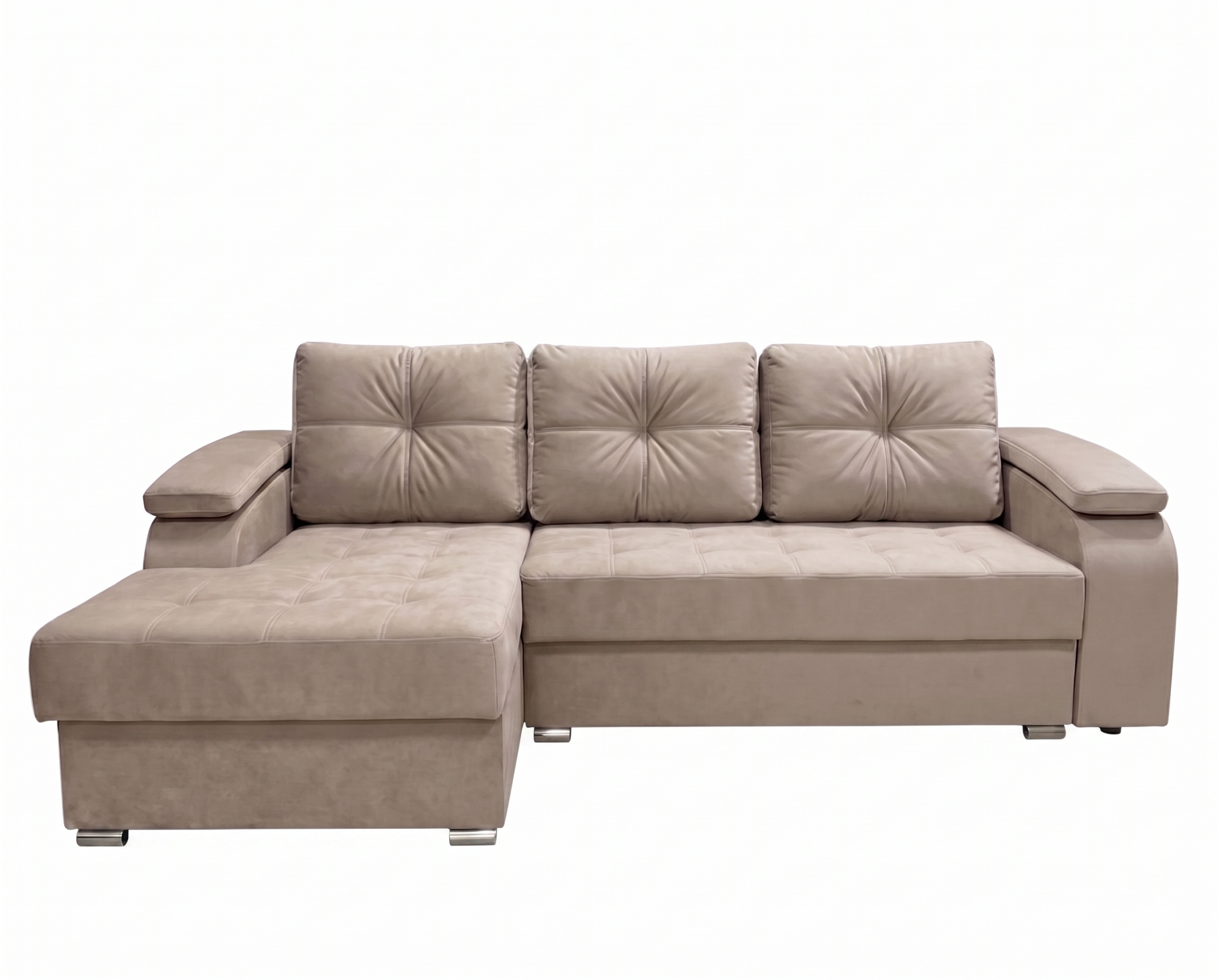 Диван Техас Д2 с оттоманкой (левый) Тк.Legacy Dove 4 кат ЭКО