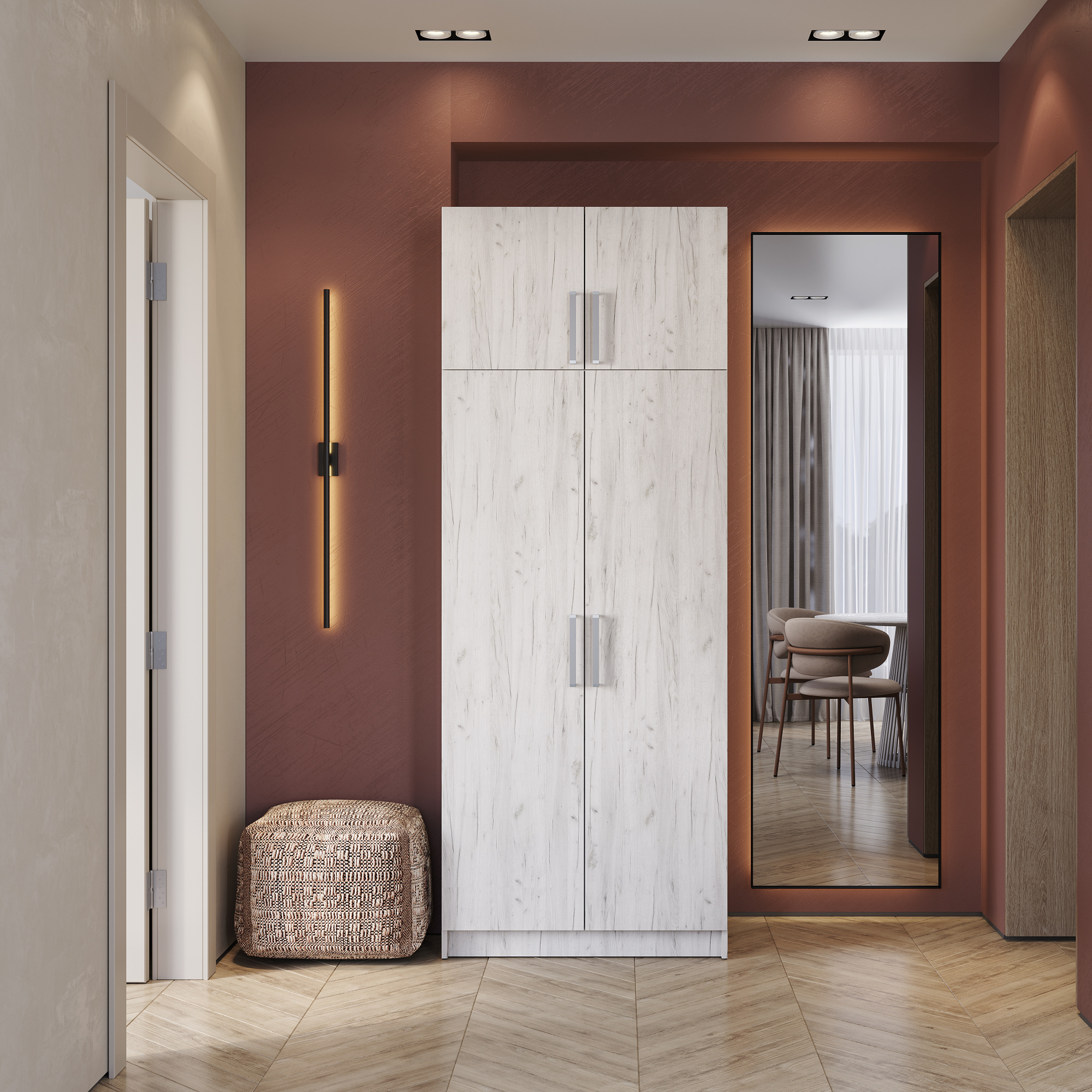 Шкаф 2-х створчатый с перегородкой Дуб крафт белый