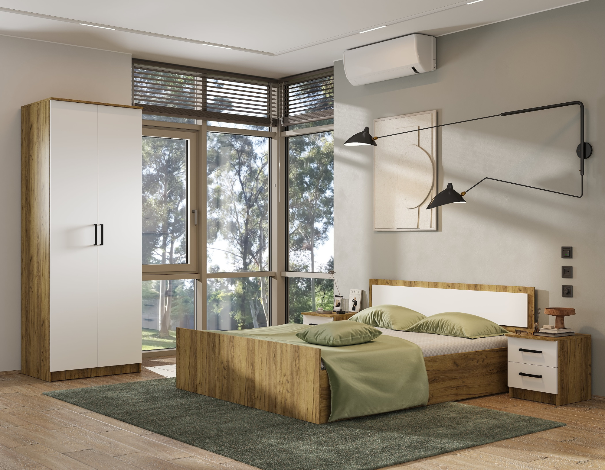 Кровать 1,6 м "Евро" LIGHT КР-17 Крафт/Белый