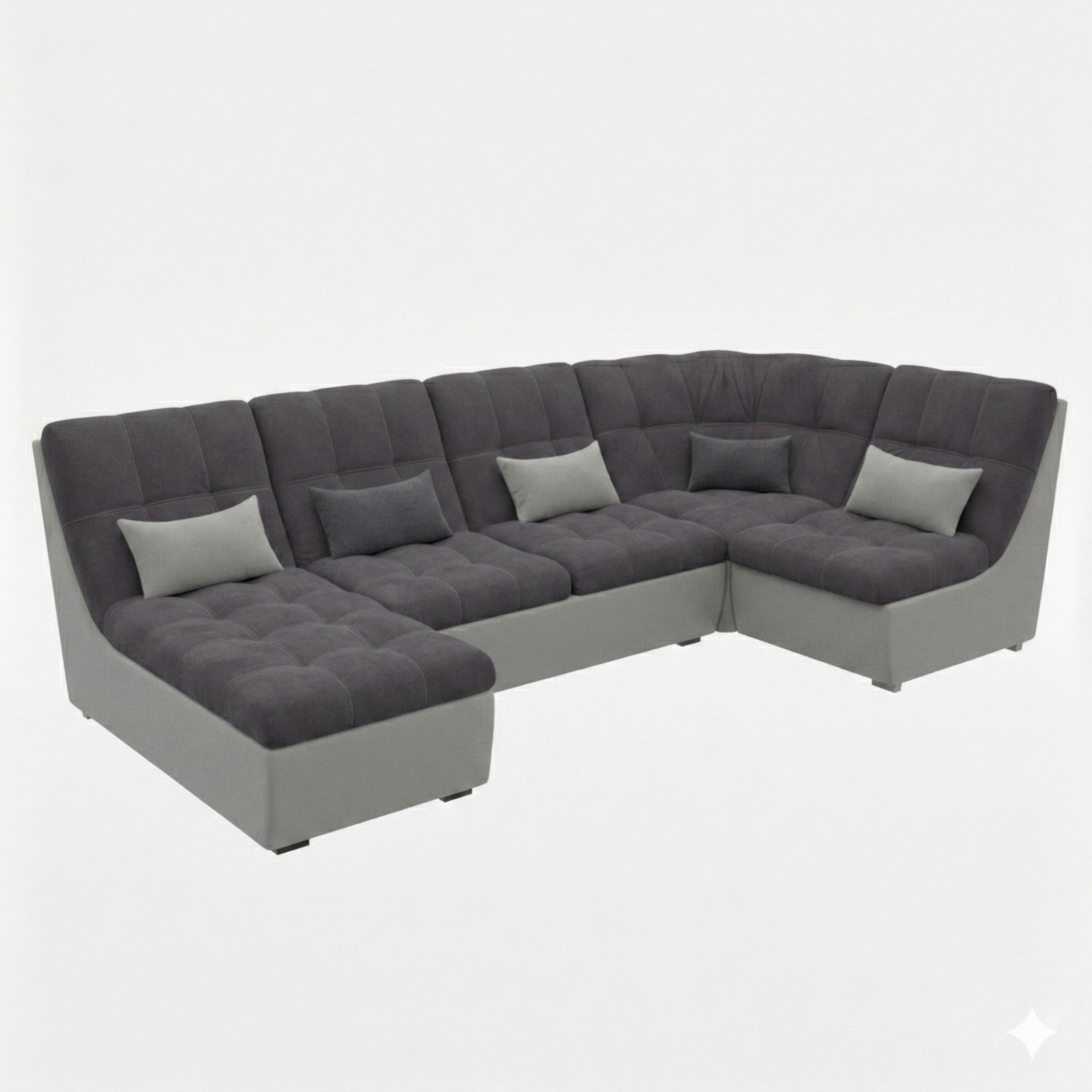 Диван угловой София-2 ДКУ латы Тк.LUMA 24 графит/LUMA 13 светло-серый 2 кат Апогей