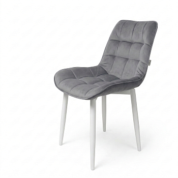 Стул "Бостон" белый матовый (Томми 08 серый)