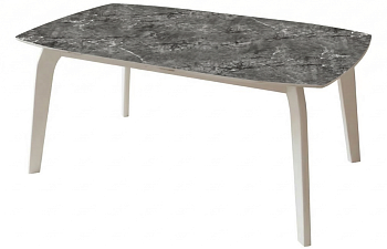 Стол раздвижной Авто Оскар С-3 ФП (Мрамор4 CristalVision) белый Н-7+
