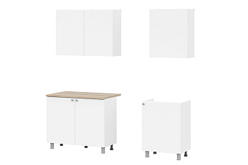 Кухня КГ-6 1,6м ЛДСП Белый текстурный/Тростник NN