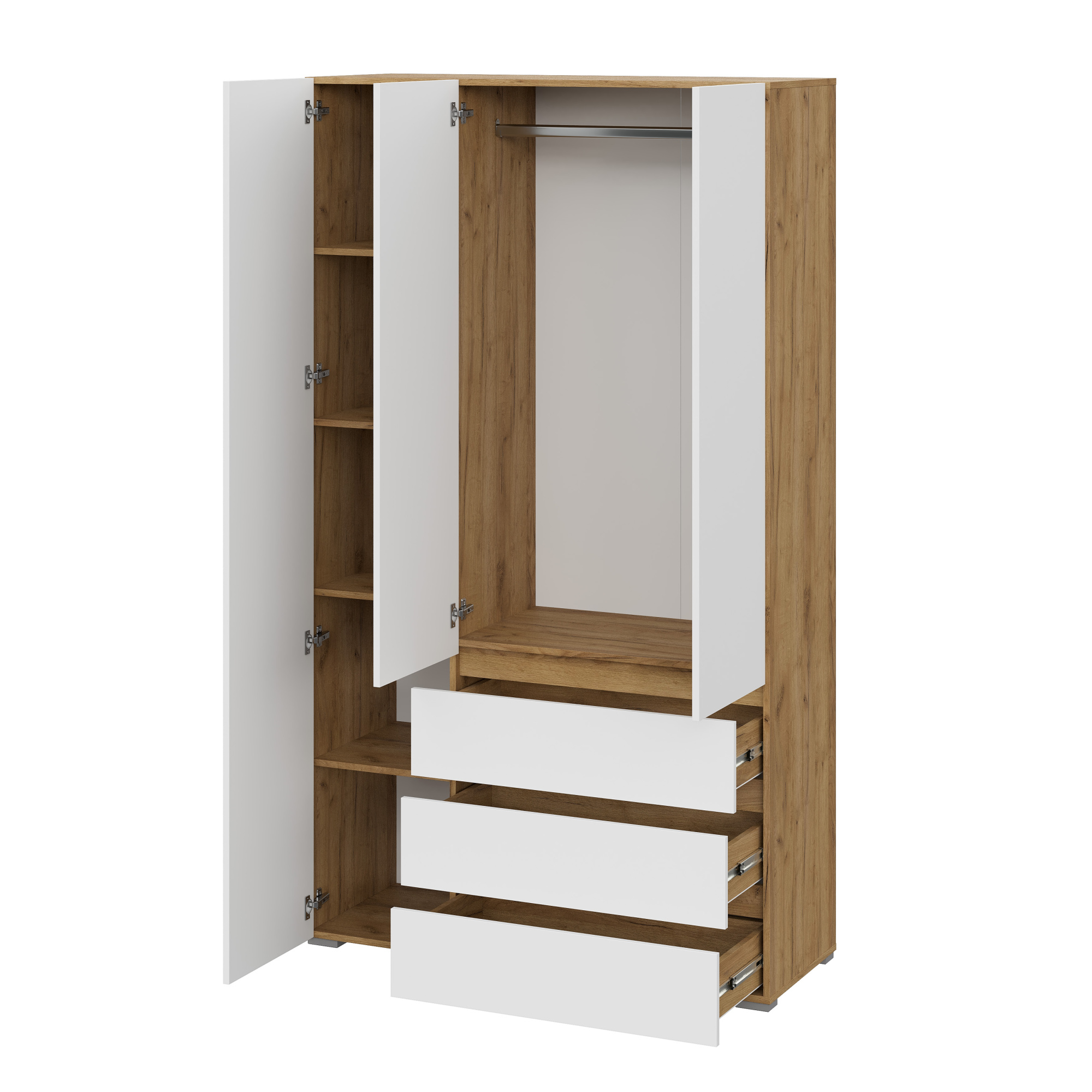 Люмо Шкаф с ящиками 3-х створчатый ШК 06 1200х2100х460 (ДУБ КРАФТ ЗОЛОТО/БЕЛ)