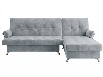 Диван угловой Финка ДКУ с хром бок. Тк.Levis 08 светло-серый 1 кат Апогей