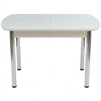 Стол Европейский раздвижной 1200(1500)*800 ноги хром Белое Пл.7055PS Белый иней Висма