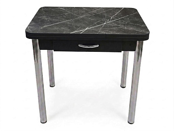 Стол Ломберный с ящ 600*800 (1200) ноги хром Черное Пл.3102ТС черный тунис
