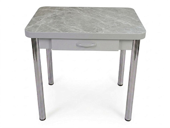 Стол Ломберный с ящ 600*800 (1200) ноги хром Серое Пл.7237 серый Тунис