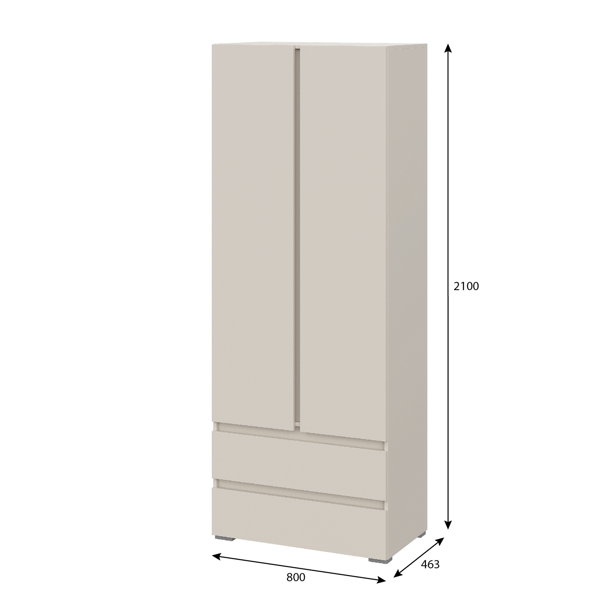 Люмо Шкаф 2-х створчатый ШК 01 800х2100х460 (Кашемир)