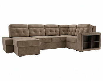 Диван угловой Мартин ДКУ-П Тк.Небби 014 коричневый 4 кат Апогей