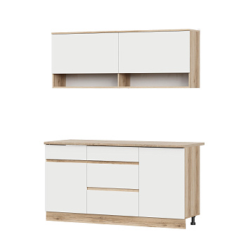 Кухня Брауни 1,6м ЛДСП Дуб Делано/Белый/Дуб Сонома