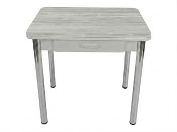 Стол Ломберный с ящ 600*800 (1200) ноги хром Серое Пл.7219 мрамор грей Висма