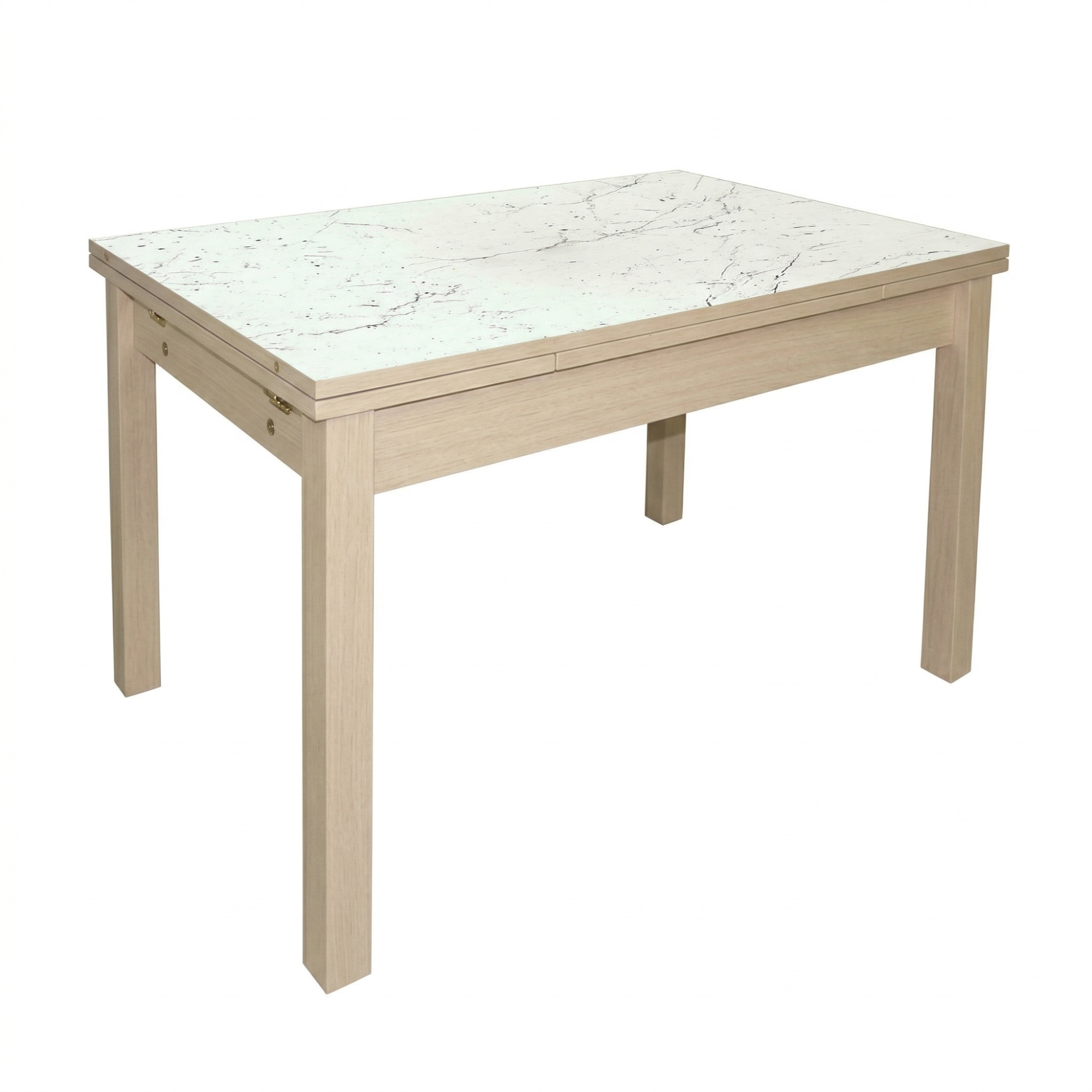 Стол Фортуна раздвижной 1100(1660)*700 ноги квадро бежевые Бежевое Пл.3028 Мрамор марквина белый