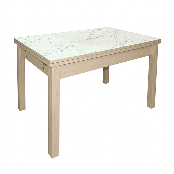 Стол Фортуна раздвижной 1100(1660)*700 ноги квадро бежевые Бежевое Пл.3028 Мрамор марквина белый