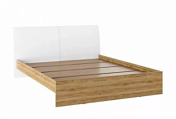 Кровать "Доминика" 1600 дуб крафт золотой/кожзам белый