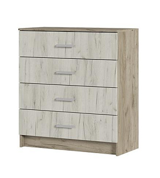 Спальня Комод 4 ящика ГАРМОНИЯ КМ 601 (0,85х0,934х0,408) фасад ДУБ КРАФТ БЕЛЫЙ/корпус ДУБ КР