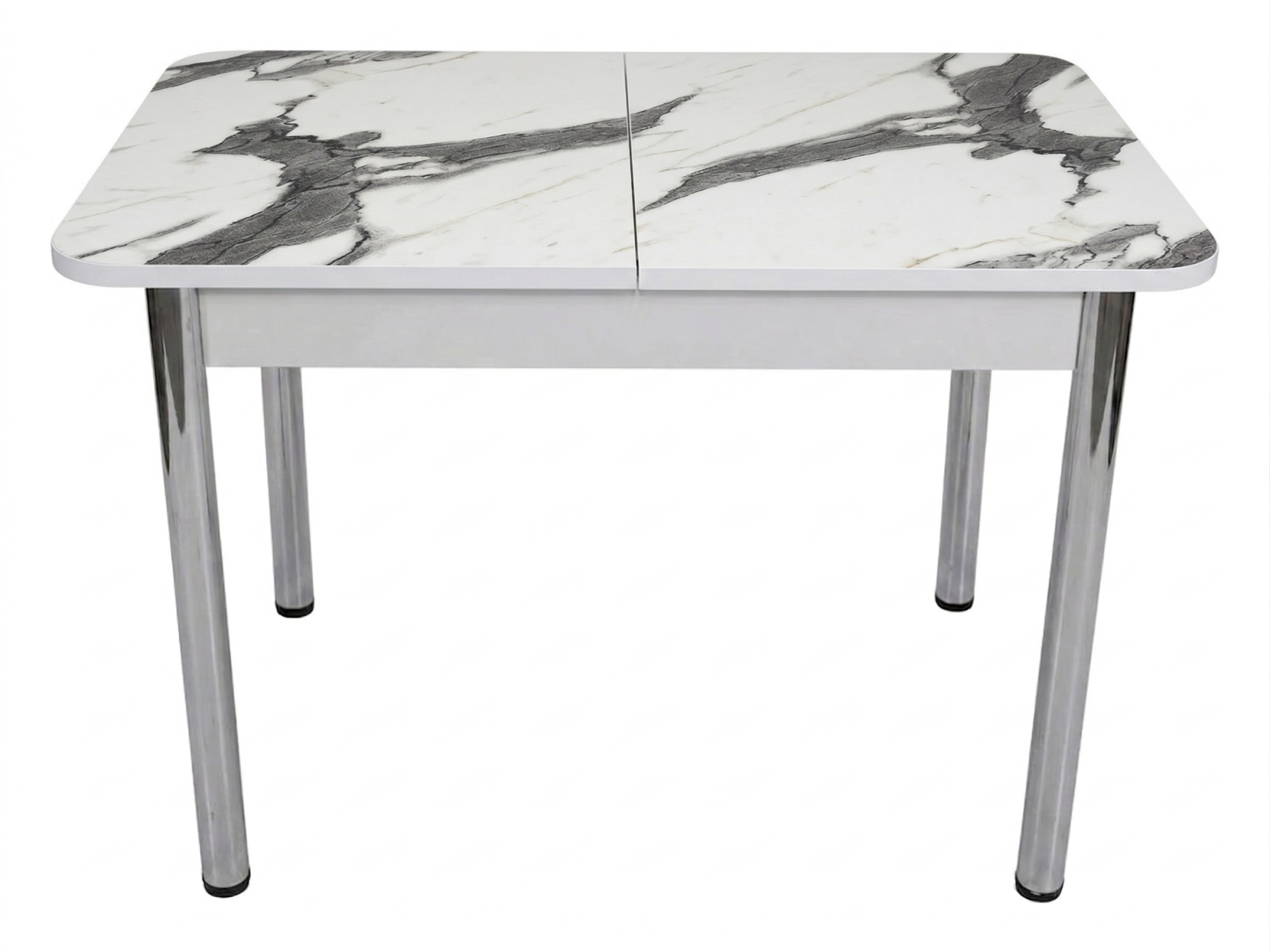 Стол Прямоугольный раздвижной 1100(1400)*700 ноги хром Белое Пл.3027 Калакатта Висма