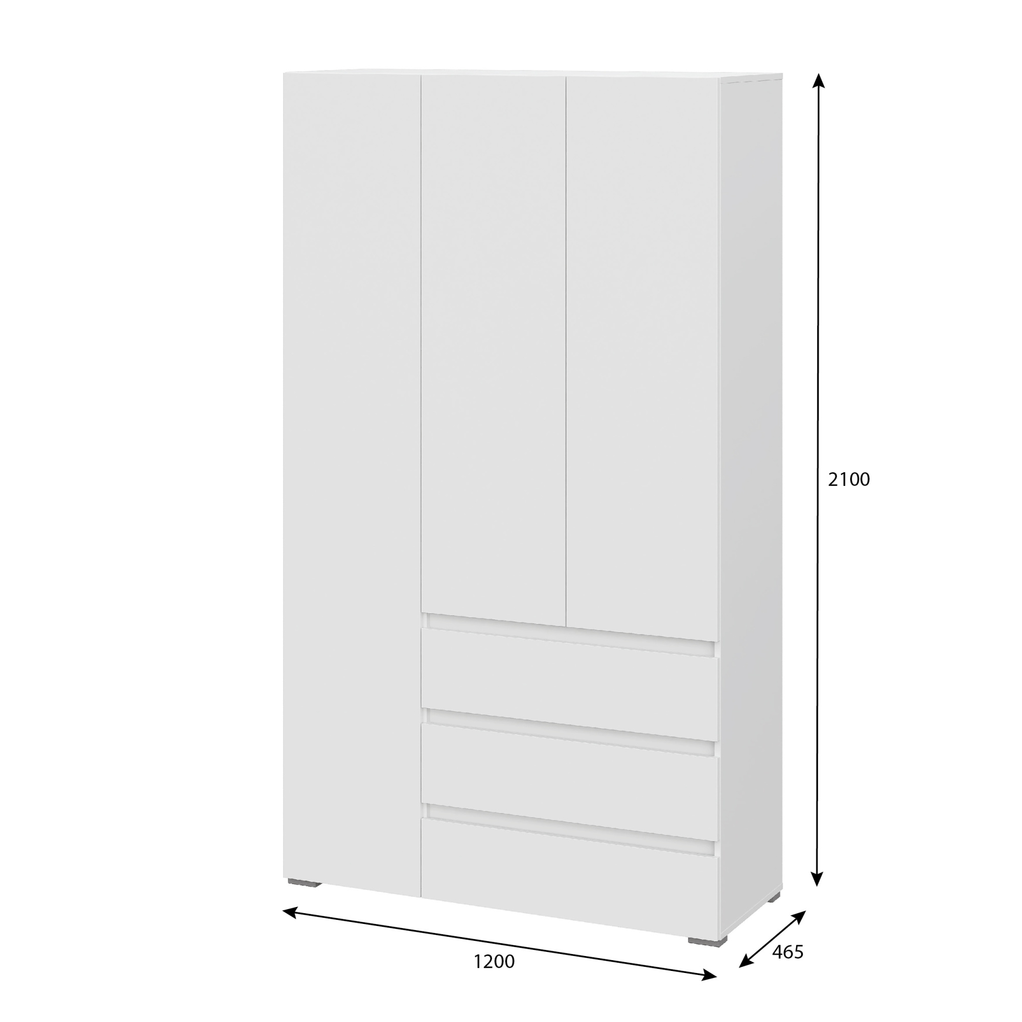 Люмо Шкаф с ящиками 3-х створчатый ШК 06 1200х2100х460 (БЕЛ/БЕЛ)