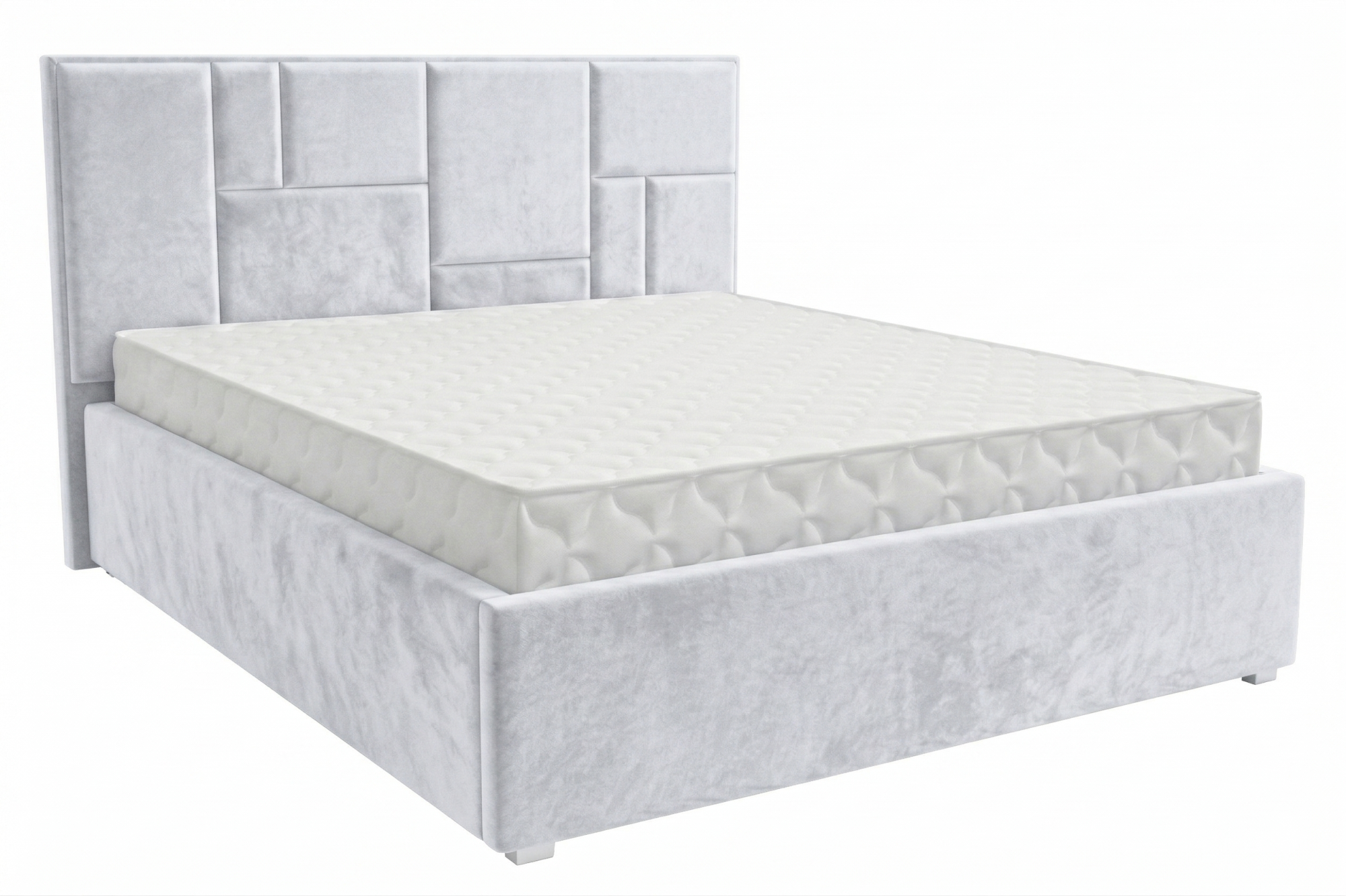 Кровать Монтана-1 1,8*2,0 с П.М. Тк. Небби 011 серебро 4 кат  Апогей