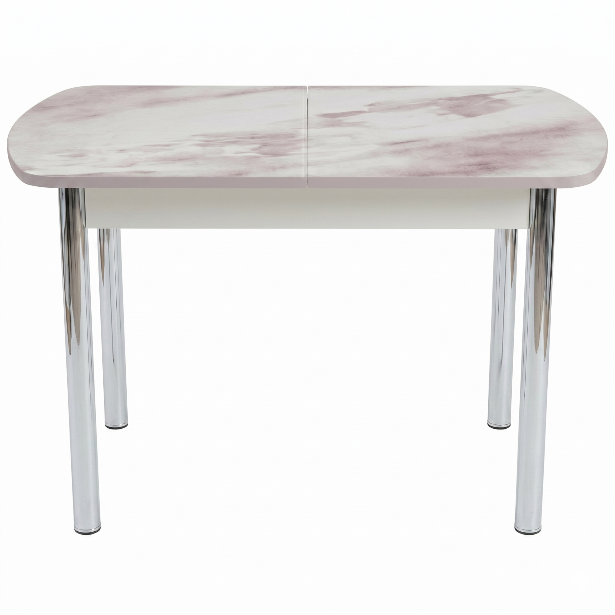 Стол Европейский раздвижной 1200(1500)*800 ноги хром Белое Пл.4131  Белый мрамор Висма