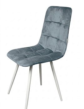 Стул "Фред" белый матовый (Томми 21 серо-голубой)