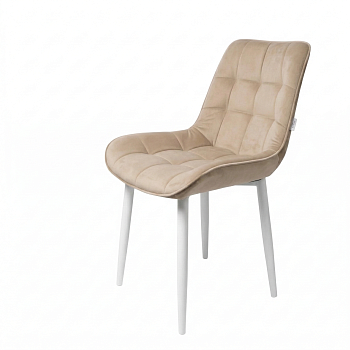 Стул "Бостон" белый матовый (Velutto 07 бежевый)