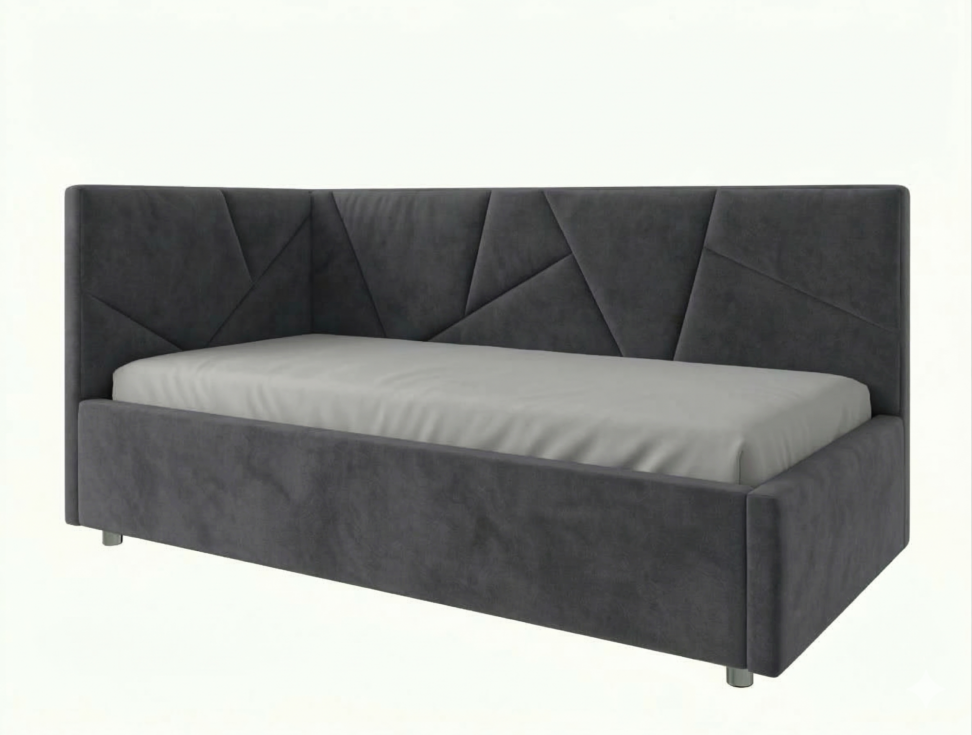 Кровать детская Рица 0,9*2,0 с П.М. левая Тк. SELFIE Grey графит 2 кат  Апогей