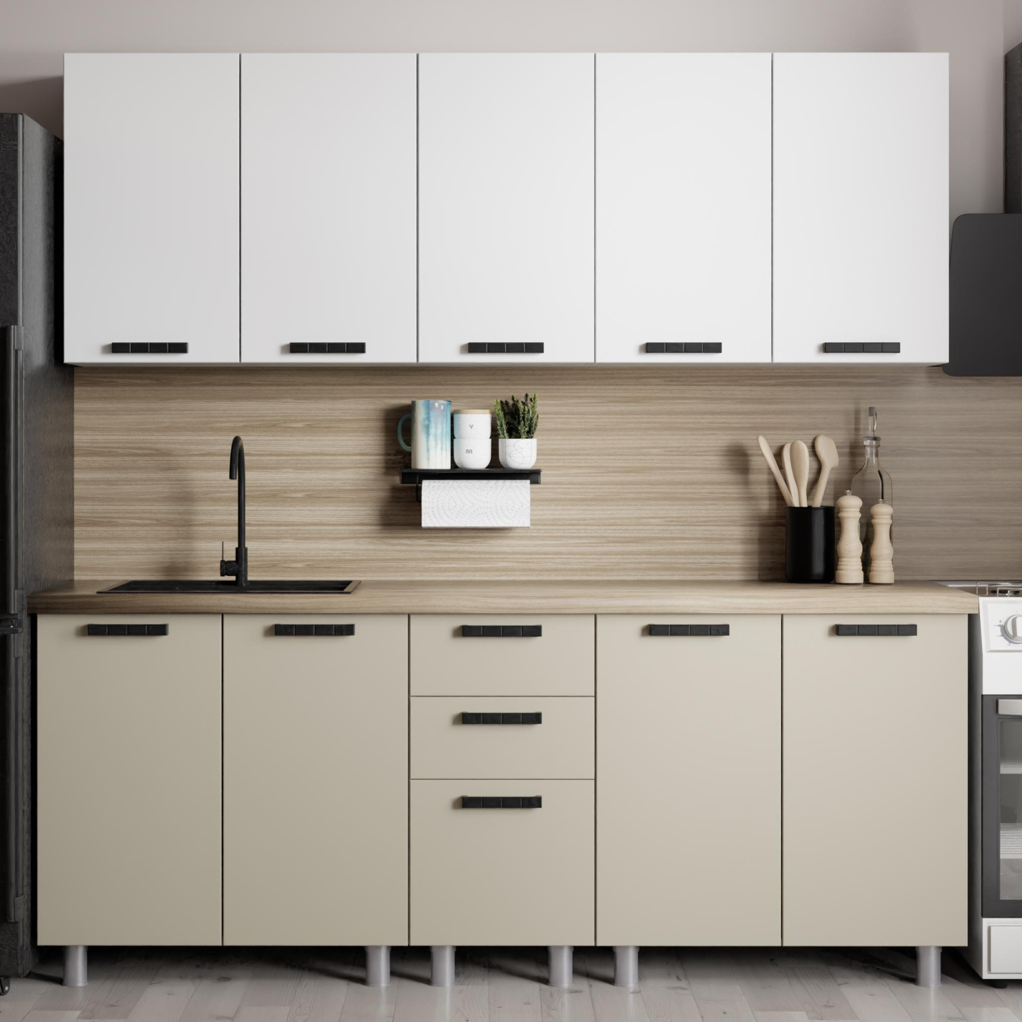 Кухня Орешник 2.0 Матовый Белый/Матовый Вижен/Дуб Эдда