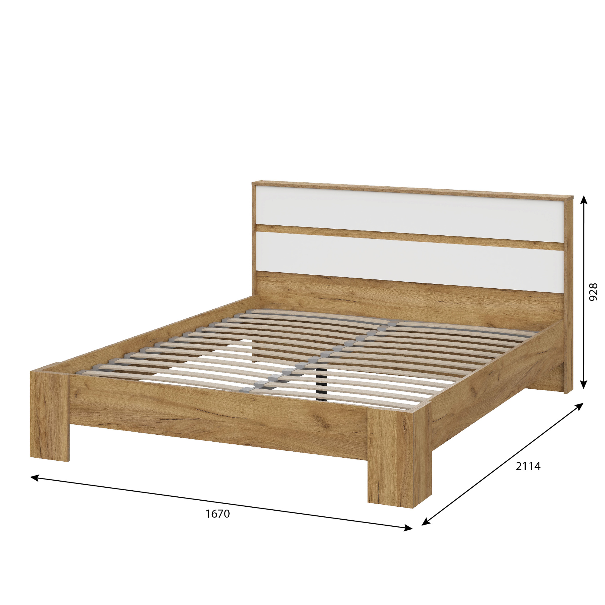 Люмо Кровать КР 03 1670х928х2114 (ДУБ КРАФТ ЗОЛОТО/БЕЛ)