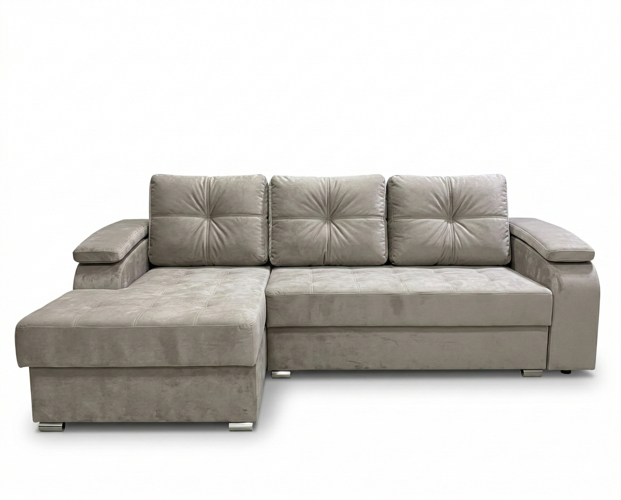 Диван Техас Д2 с оттоманкой (левый) Тк.Legacy Dove 4 кат ЭКО