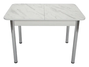 Стол Прямоугольный раздвижной 1100(1400)*700 ноги хром Белое Пл.4131PS Белый мрамор Висма