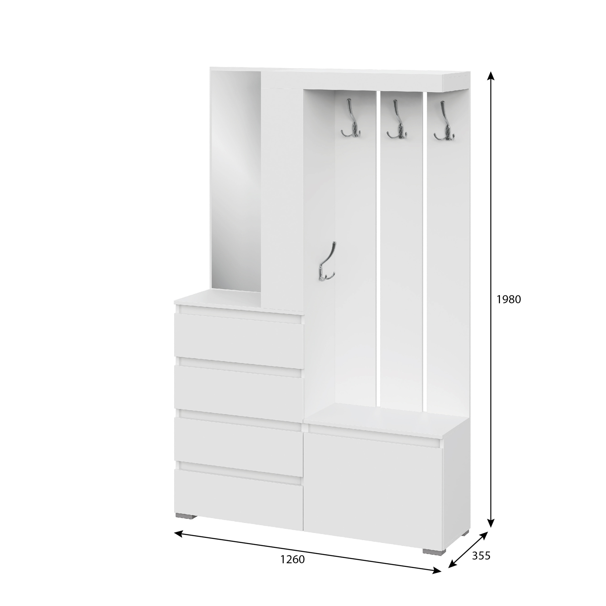 Люмо Прихожая 1260х1980х353 (БЕЛ/БЕЛ)