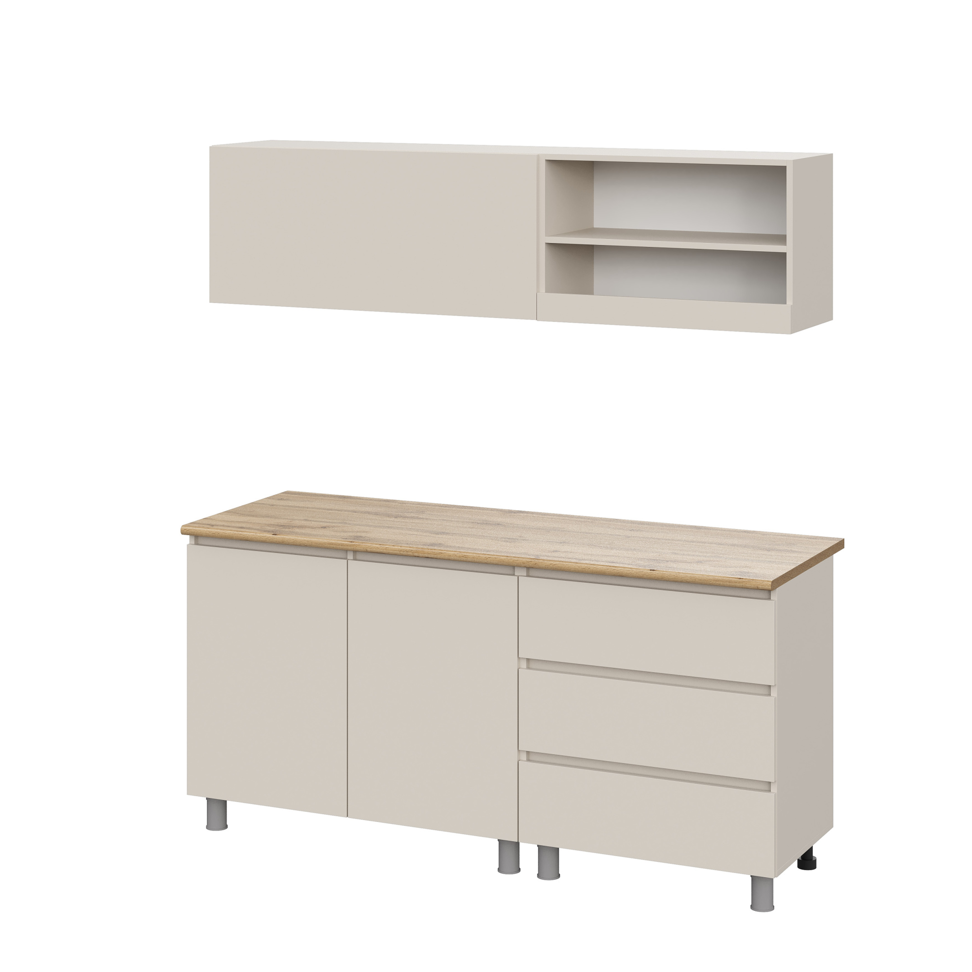 Люмо Кухонный гарнитур со столешницей 1700х1900х600, Кашемир