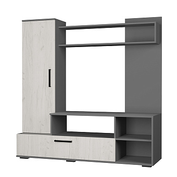 Гостиная "Евро 2" Графит/Дуб крафт белый