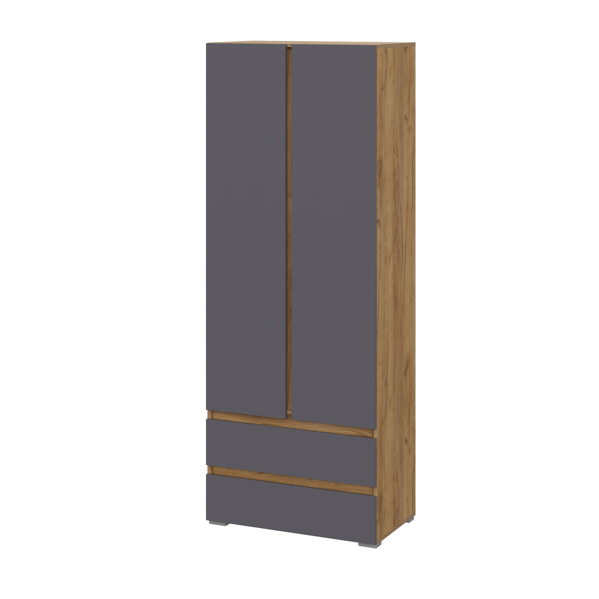 Люмо Шкаф 2-х створчатый ШК 01 800х2100х460 (ДУБ КРАФТ ЗОЛОТО/СЕР)