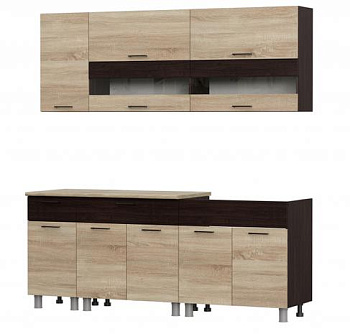 Кухня Кантри 2м ЛДСП Дуб сонома/венге, ст-ца Тростник NN