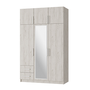 Шкаф 3-х створчатый с ящиками Дуб крафт белый