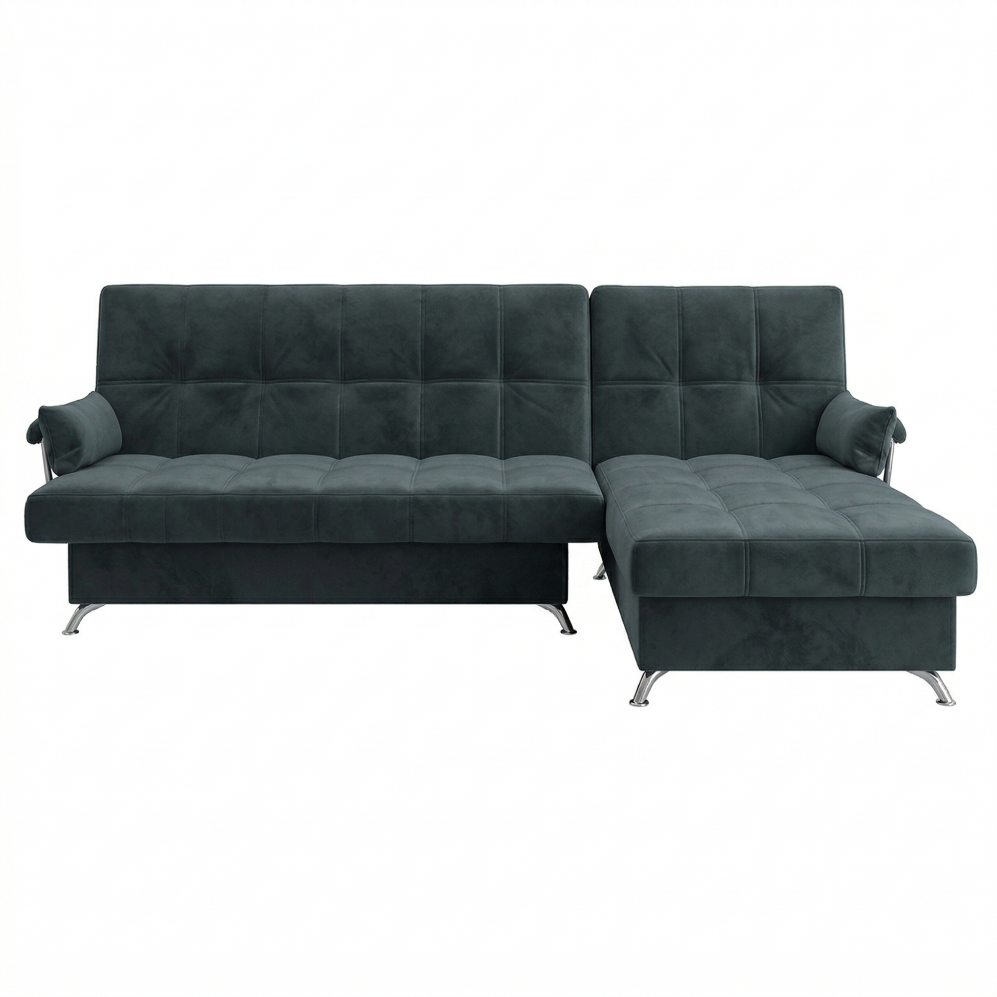 Диван угловой Финка ДКУ с хром бок. Тк.Monaco 13 сине-зеленый 1 кат Апогей