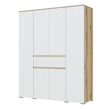 Спальня Плейона Шкаф 4-х створчатый дуб делано/белый