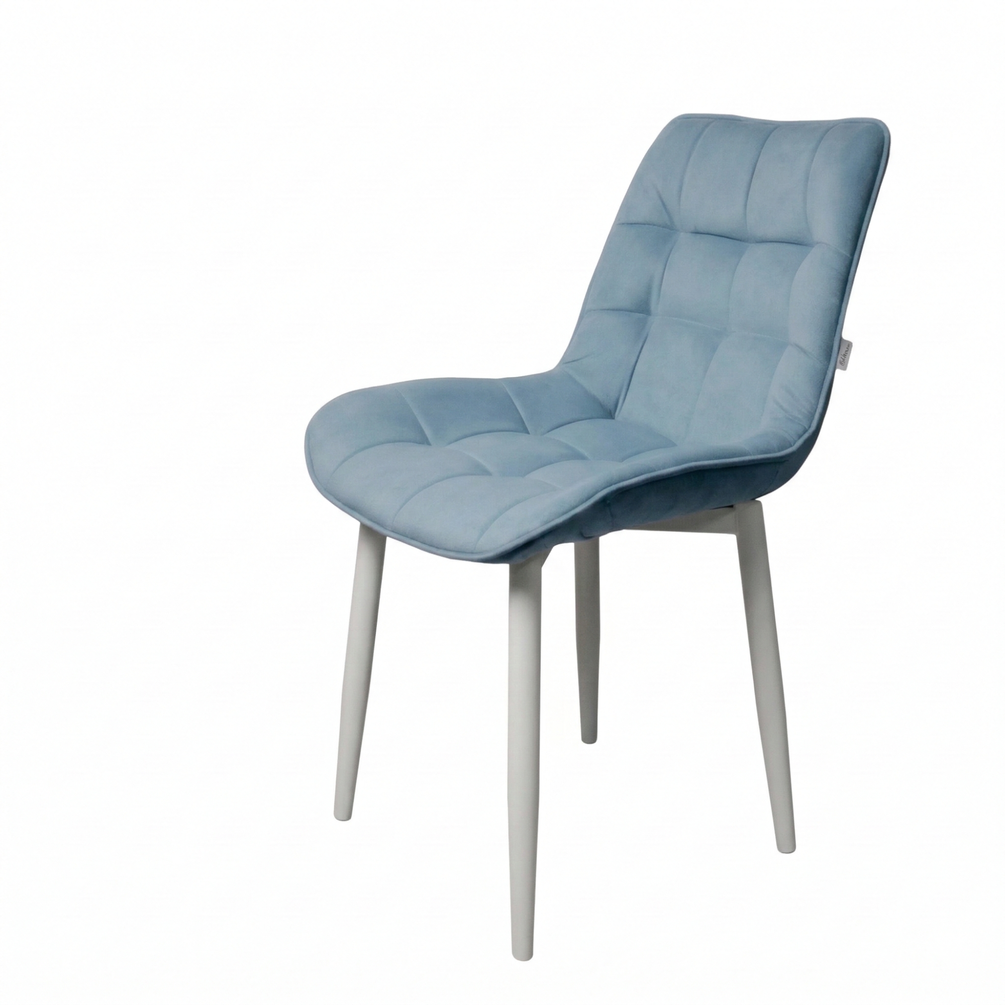 Стул "Бостон" белый матовый (Томми 21 серо-голубой)