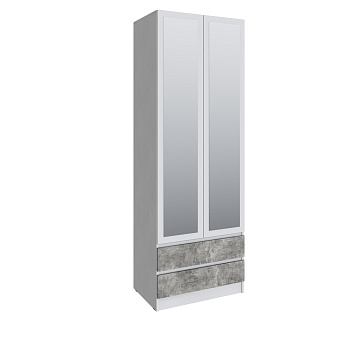 Шкаф Мадрид (0,8) с 2 ящ. без ручек с зеркалом белый/ателье светлое