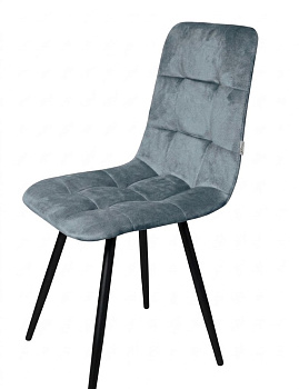 Стул "Фред" черный матовый (Томми 21 серо-голубой)