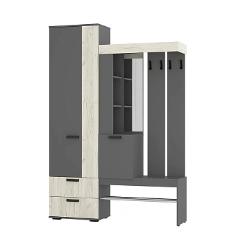 Прихожая "Трамп" Графит/дуб крафт белый