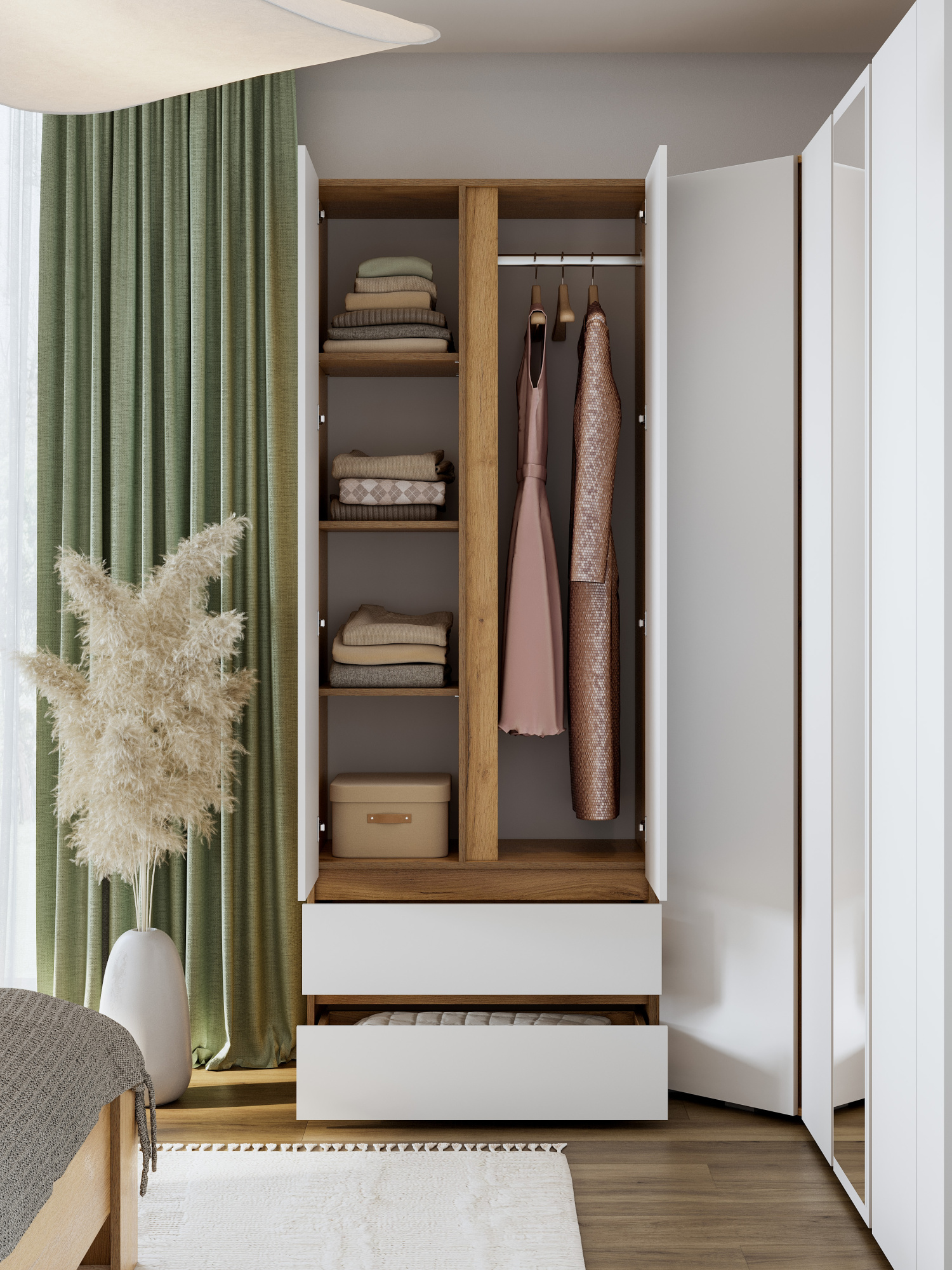 Люмо Шкаф 2-х створчатый ШК 01 800х2100х460 (ДУБ КРАФТ ЗОЛОТО/БЕЛ)