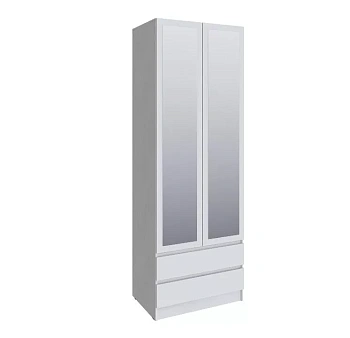 Шкаф Мадрид (0,8) с 2 ящ. без ручек с зеркалом белый