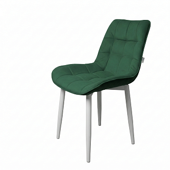 Стул "Бостон" белый матовый (Томми 25 темно-зеленый)